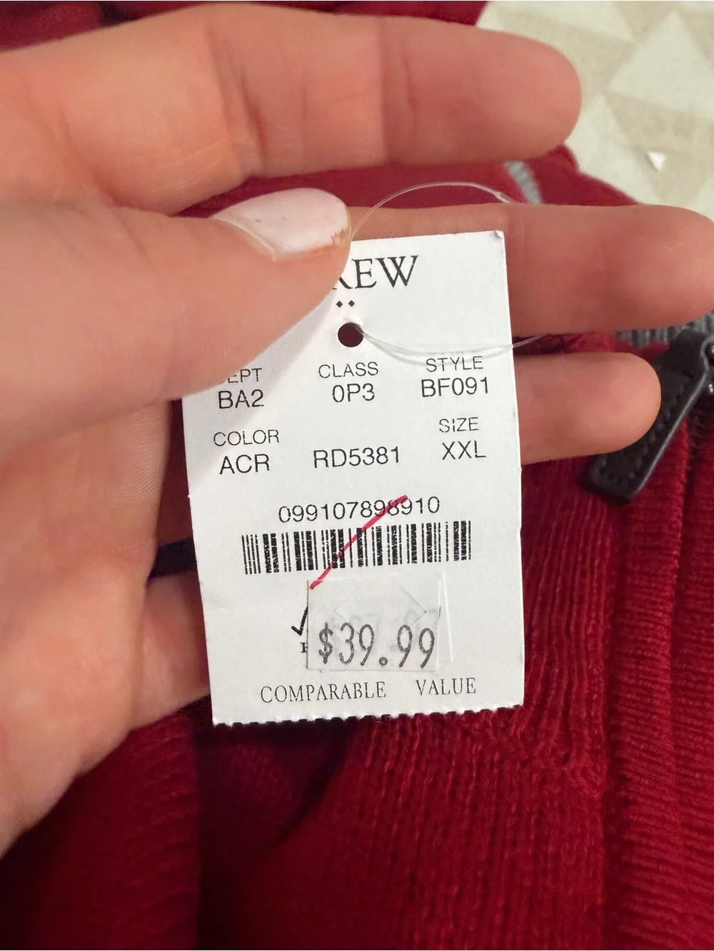 J crew red Cotton quarter-zip sweater